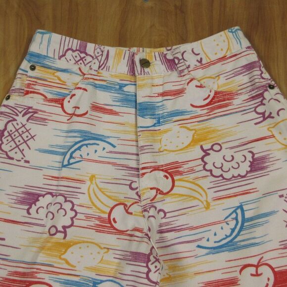 UNIONBAY Fruit Strip All Over Print Jeans 80s 90s Womens/Juniors Size 11 VINTAGE - Picture 1 of 12